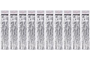 Inge-glas 10 Stück Spar-Pack: Lametta Silberglanz Glatt 50cm - Baumschmuck Weihnachten Weihnachtsbaum Silber Glänzend