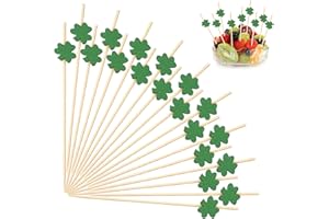 SRIZIAN 200 Pezzi Stuzzicadenti da Cocktail, Stuzzicadenti Decorativi per San Patrizio, 4.7 inch Bastoncini per Cocktail Bambù Cocktail per Frutta Cibo Aperitivo Decorazione Festa