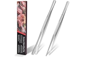 HOTUT Szczypce kuchenne ze stali nierdzewnej, 2 sztuki, profesjonalne szczypce kuchenne ze stali nierdzewnej, praktyczne szczypce kuchenne 25 cm, do gotowania, grillowania, wypieków, grilla, srebrnych