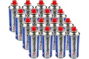 ALPENTECH - Pack de 16 Cartouches Gaz Butane 250 g - Clipsables Anti-Fuite (TUV/UN2037) - Usages : Réchaud, Camping, Chalumeau, Lanterne et Désherbage.