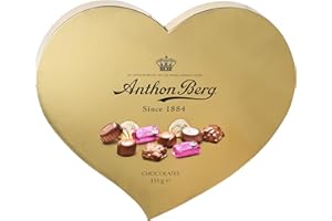 Anthon Berg - Cioccolatini Assortiti, Confezione Regalo Elegante a Cuore, Originali dalla Danimarca, 155 Grammi