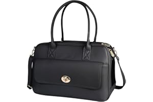 MINSONG Fashion Pet Carrier Dog Purse Carrier Cat Soft Side Carriers for Puppy Kittens Stylish Leather Handbag Tote Travel Pet Bag for Small Dogs Cats, TSA Airline Approved (Black)