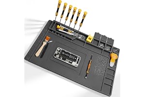 45 x 30 cm lödmatta med skallinjal och skruvposition, silikonarbetsmatta, 500 ℃ värmebeständig arbetsbänkdyna, antistatisk magnetisk elektronikreparationsplatta för telefon, bärbar dator, klocka