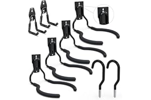 3-H Percha para Herramientas Eléctricas Jardín Acero Ino 8 Piezas, Gancho Pared Garaje 50KG Carga Soporte Pared para Desbrozadoras Tornillo Fuerte Antideslizante para Motosierra,Cortacéspedes,Garaje