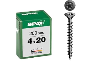 Spax Universalskruv, försänkt huvud, svart, T-STAR plus, helgängad (4 x 20 mm 200 stycken)