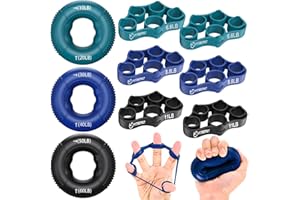 FitBeast Entrenador de Fuerza de Agarre, Ejercitador de Dedos, Fortalecedor de Antebrazo Kit - 9 Piezas, Fortalecedor de Agarre de Mano para Fuerza Dirigida, Alivio & Recuperación