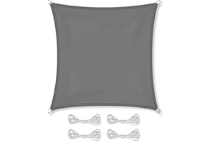 CelinaSun Sonnensegel inkl Befestigungsseile Premium PES wasserabweisend imprägniert Quadrat 3 x 3 m anthrazit