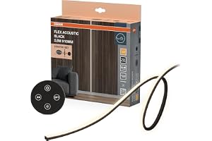 OSRAM Flex Acoustic LED-remsor Svart H10mm Startpaket | Flex Acoustic Black 2.6M, Indoor Wall Lighting, Matt svart, 30000 h, 1-Pack