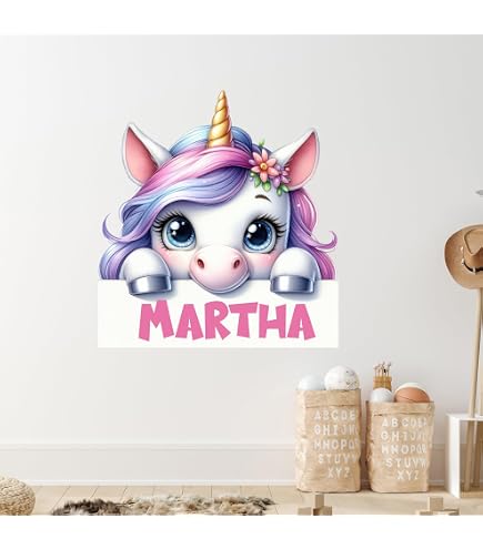 GRAZDesign Wandtattoo Einhorn Mit Namen – Personalisierte Deko Fürs Mädchenzimmer, Selbstklebend 86x57cm