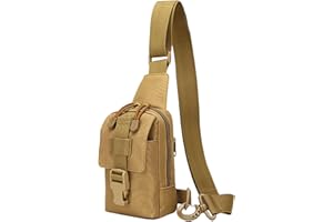 QIYUANT Mini Bolsa Bandolera Militar Táctica Bolsa de Pecho Pequeña Hombre Mujer Bolso Cruzados Impermeable Oxford 800D para Correr Camping Senderismo Ciclismo Deportiva - Caqui