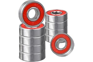 Rybtd 10 PCS Ball Bearings Frictionless Color Miniature Metal Bearings ABEC-9 608 2RS Couble Shielded Bearings Stainless Steel Bearings for Long Skateboards Four-wheel Skates Wheels（Red）