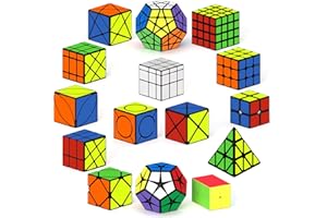 ROXENDA Speed Cube Set, Cubo Magico di 15 Packs 2X2 3X3 2X3 Axis Skewb Ivy Windmill Fisher Dodecahedron Piramide Cube, Rotazione Facile e Gioco Regolare [15 Pack]