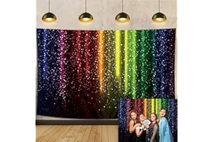CINRAY Neon Photo Backdrop Colorful Glitter Photography Background 7x5FT Music Dance Prom Adult Party Decoration Kids Birthday Supplies Photo Booth Props (84x60 inch)