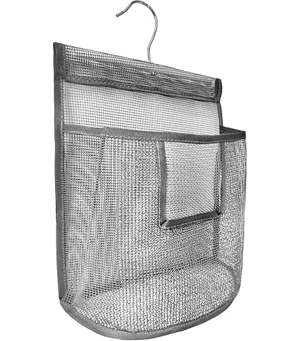 LINTRA Lot De 2 Paniers à Pinces à Linge Suspendus Noir - Sacs Rangement Avec Crochets Pour Pinces, Gel Douche Et Cosmétiques