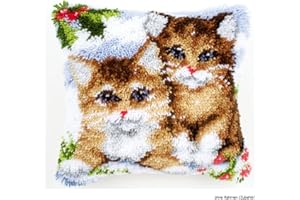 Vervaco Knüpfkissen mit Knüpfhaken, Multi Colored, 40 x 40 cm