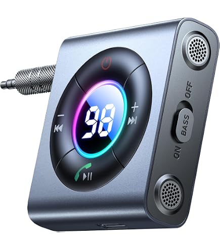 Bluetooth 5.3 Auto Stereo Ricevitore Bluetooth 5.3 Auto - Adattatore AUX 3.5mm Con Vivavoce E LED Adattatore AUX 5.3 - 9