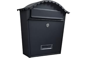 MAGNA RETAIL Wall Mounted Post Box in Black with Keys | Weatherproof Postbox for Outside Wall | Lockable Letter Box | External Letterbox | Mailbox Outdoor | Outdoor Letterbox