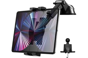 OILCAN Support Tablette Avant Voiture, Oilacn Universel Support Tablette Tableau de Bord/Pare-Brise/Grille Aeration avec Ventouse et Bras Télescopique pour iPad Pro Air Mini, Galaxy, iPhone (4-12,9")