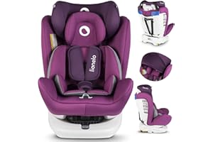 Lionelo Bastiaan Seggiolino Auto Girevole a 360 Gradi con Tettuccio, Protezioni Laterali SideProtect, Isofix e Top Tether, Regolatzione completa, Posizione sdraiata, RWF