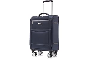 DK Luggage Cabin 20" Lightweight Suitcases 4 Wheel Spinner WLS08 Navy