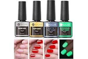 ‎UR SUGAR UR SUGAR Base Gel Top Coat, UV Nagellack Base und Top Coat Matte Top Coat Kit mit Geschenk Leuchtend Top Coat Gellack UV Top Coat Nagelset Gelnägel Starterset 4 Flaschen
