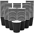 Streetfood Packaging 8oz Black Paper Ripple Coffee Cups, [8oz, 230ml, 100pcs] NO LID - Cups for Beverages, Party, Wedding, Anniversary, Birthday Supplies (8oz (230ml), Black Ripple)