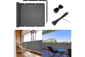 shsyue 90x500cm Balcony Privacy Screen Cover Fencing, Privacy Decorative Fences with Cable Ties,Patio Screening Windproof UV Protection Windscreens for Outdoor Deck-Grey