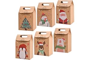 Volumoon 24PCS Boîtes et Pochettes Cadeaux de Noël en Papier Kraft pour Emballage, Bonbons, Chocolats, Biscuits