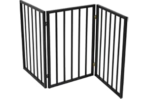 Oypla Black Dog Safety Folding Wooden Pet Gate Portable Indoor Barrier