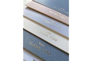 RUN2PRINT (36 Pack) Thank You Cards With Envelopes & Foil Stickers - Elegant Dusty Blue Emboss Gold Foil Pressed - Blank Notes Wedding, Bridal, Baby Shower, Business and Formal All Occasion Cards