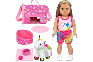 ZITA ELEMENT 18 Inch American Doll Accessories Unicorn Pet Toy Play Set for Kids Gift Unicorn Printed Clothes Carrier Bag (Doll & Shoes Not Included)