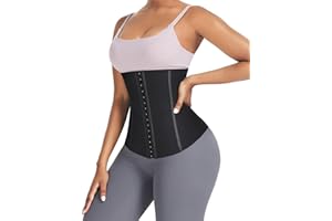 FeelinGirl Waist Trainer Gaine Ventre Plat pour Femme Corset Minceur Femme pour Latex Serres Taille Invisible Waist Cincher Entraînement au Gymnase avec 9 os d'acier Poche Avant Nior XXL