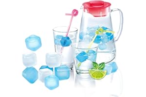 XoeLLe 24 Pezzi Cubetti di Ghiaccio Riutilizzabili con Acqua Pura, Sostituto del Cubetti di Ghiaccio Colorati Ghiacciolini per Raffreddare Bevande Drink Ice Cubes per Feste e Compleanni (Blu Bianco)