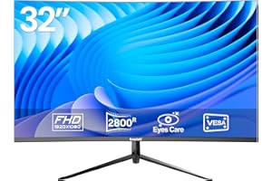 Gawfolk 32 Inch Computer Monitor, 75Hz Full HD 1920 x 1080p Curved Display, HDMI/VGA, Home Office Business PC Monitor Ultra-Thin Zero Frame