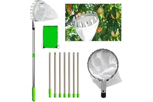 FGXY Recogedor de Frutas, Recolector de Nueces, Fruta Castañas Recogedor, Frutas Herramientas de Recolección de Frutas de Acero Inoxidable, Recolector de Frutas con Bolsa de Algodón(2.8 m)