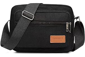 AfitLulu Canvas Small Shoulder Bags for Men, 4 Zipper Pockets Cross Body Bag Men Satchel Bag Casual Mens Messenger Bag with Adjustable Shoulder Straps for Organize Daily Necessities