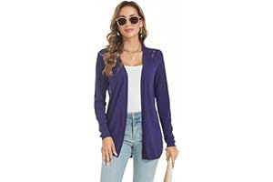 Famrrifuu Donna Cardigan Cotone Lungo Leggero Maniche Lunghe Aperto Davanti Elegante Casual Cardigan