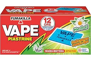 Vape,30 Piastrine Profumate alle Erbe, Protegge dalle Zanzare Comuni e Tigre, 12 Ore di Protezione in Ambienti chiusi e all'Aperto per Ogni Singola Piastrina