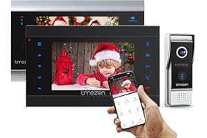 TMEZON Videocitofono Wifi smart Video citofoni 1080P, Due schermicon 4 Fili IP Monitor da 7 pollici e SLAVE Monitor 1080P,Campanello Telecamera Cablata Visione notturna,TuyaSmart app