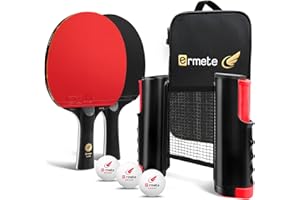 Sportout Portable Table Tennis Bat Set Professional Table Tennis Set with Table Tennis Net,Bats, Ping Pong Balls & Storage Case | Great Gift & Indoor/Outdoor Game