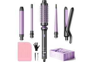 ‎BESTOPE PRO BESTOPE PRO Lockenstab, 5 in 1 Lockenstäbe Set mit Glätteisen, Thermobürste, 3 Keramische Lockeneisen (9mm- 25mm) für Große Locken, 13 Temperaturen, Hair Curler mit Hitzebest.Matte, Handschuh, Klammer