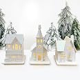 Maisons De Noël LED En Bois – Set De 3 Maisons Lumineuses à Décorer, Pour Table, Sapin, Décoration