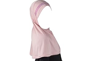 Yaqeen Girls instant headscarf hijab al Amira with glitter borde, readymade pull on scarf, ideal for any occassion school/nursery