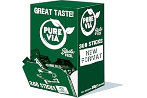 Pure Via - Stevia - Sticks - Zéro calorie, Zéro Sucre 300 sticks - Alternative d'Origine Naturelle au Sucre | 300g