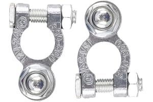 MSKS 2Pcs Battery Terminal Connectors, Bolt Battery Connectors, Car Battery Terminal 12V/24V Universal Heavy Duty Stud Type, Battery Connector Clamp for Marine Car Boat RV