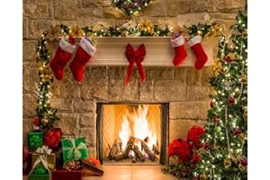 Haosphoto 5X3FT Merry Christmas Backdrop for Photography Christmas Tree Fireplace Backdrops Stocking Christmas Home Party Decoration Xmas Background for Happy New Year Photo Studio Props Vinyl HS185