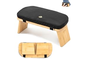 Estleys Meditation Bench, Bamboo Meditation Stool, Folding Kneeling Meditation Bench, Seiza Prayer Bench, Prayer Bench with Meditation Cushion, Kneeling Stool (Black)