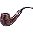 Wooden Tobacco Pipe - Holmes Series, Handcrafted from Briar Root, Fits 9mm Filter (Brown)