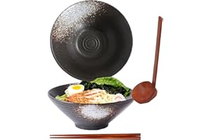 TUYINES Miska na ramen, zestaw misek na ramen, japoński zestaw misek ceramicznych na ramen, 1200ml miska na ramen z łyżką, pałeczkami do jedzenia, miseczki na zupę, musli, sałatki