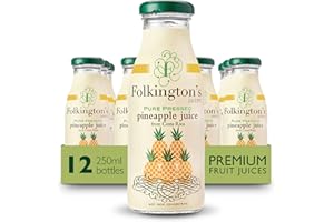 Folkington's Fruit Juice, Pineapple Juice, 12 Glass Bottles, Pure Fruit Juice, Multipack 12 x 250 ml